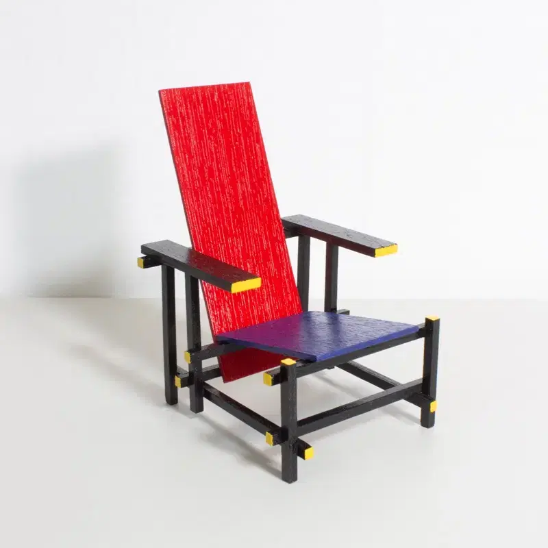 핸드메이드 1:6 미니어처 Red and blue chair