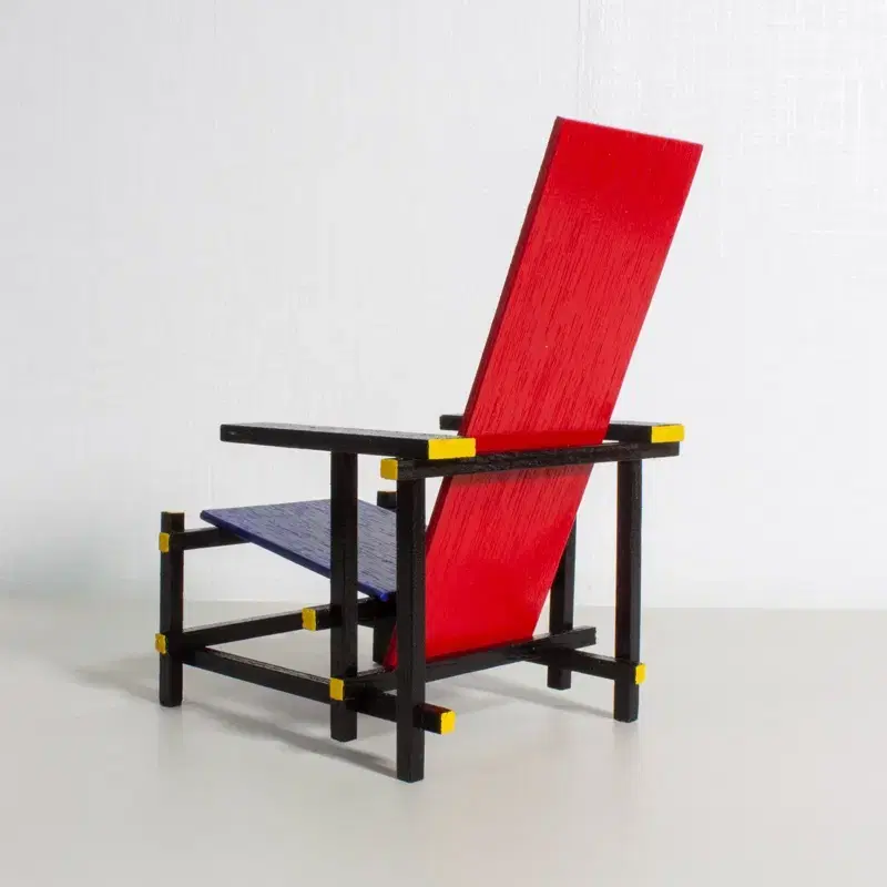 핸드메이드 1:6 미니어처 Red and blue chair