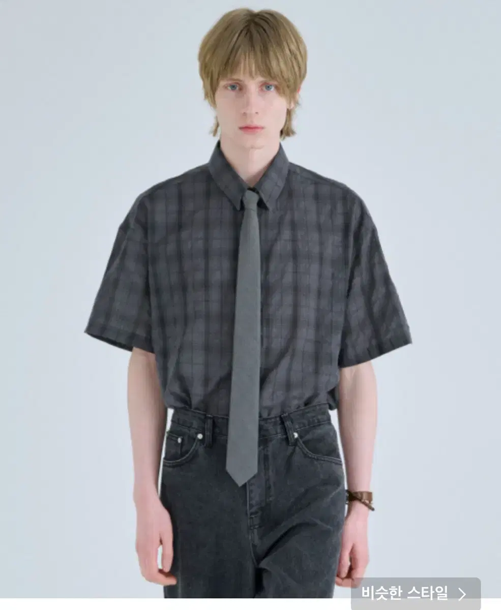 Fuse Check Half Shirt Dark Gray