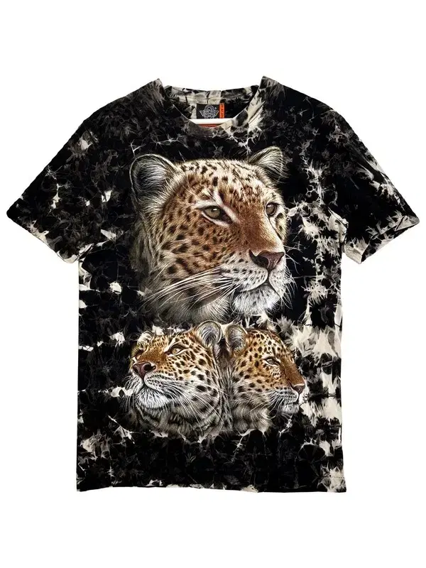 Leopard print short-sleeved teeM blackA90/4-0701-036