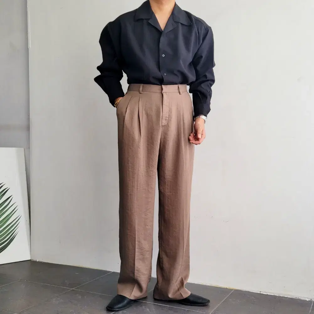 린넨 어깡 오버핏 오픈칼라 데일리 셔츠[3컬러][95~105size]