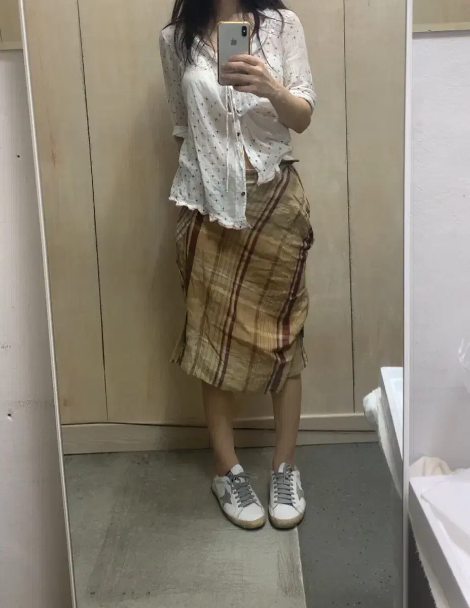 [Direct Import] Vintage Check Midi Skirt