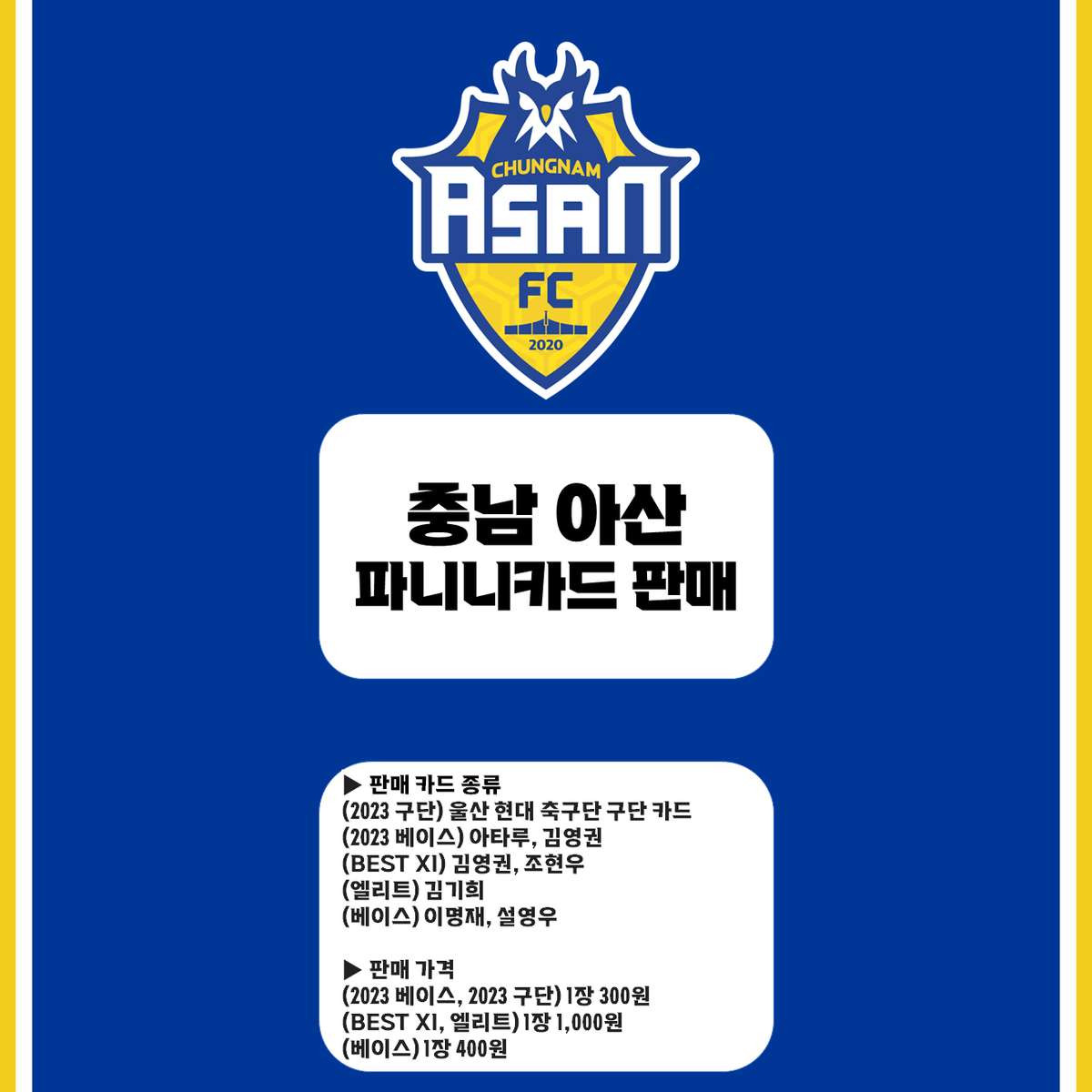 충남 아산 FC 파니니카드