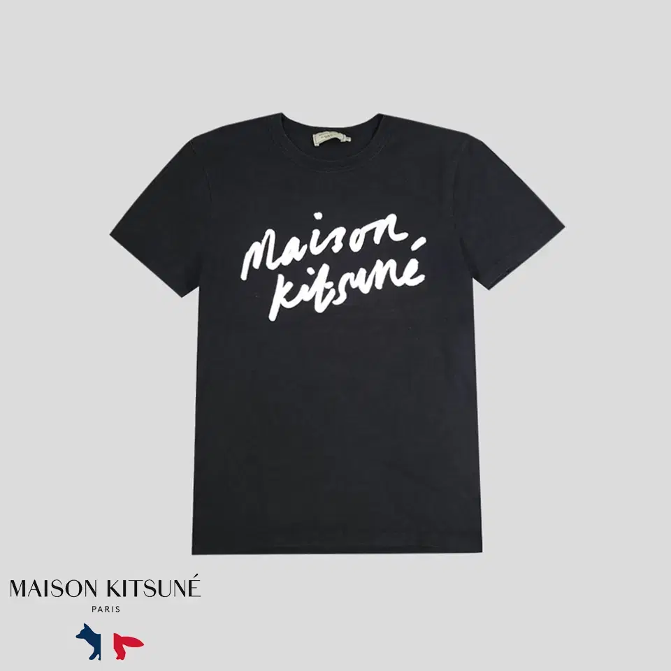 Maison Kitsune Pigment Black White Brushed Spelling Big Print Cotton100 Vahn