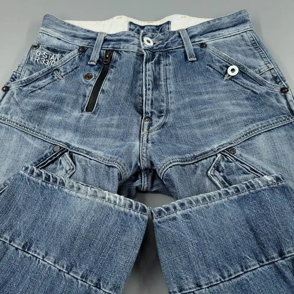 G-STAR RAW 지스타로우 GS5620 연청워싱 패치로고 레더탭 멀티