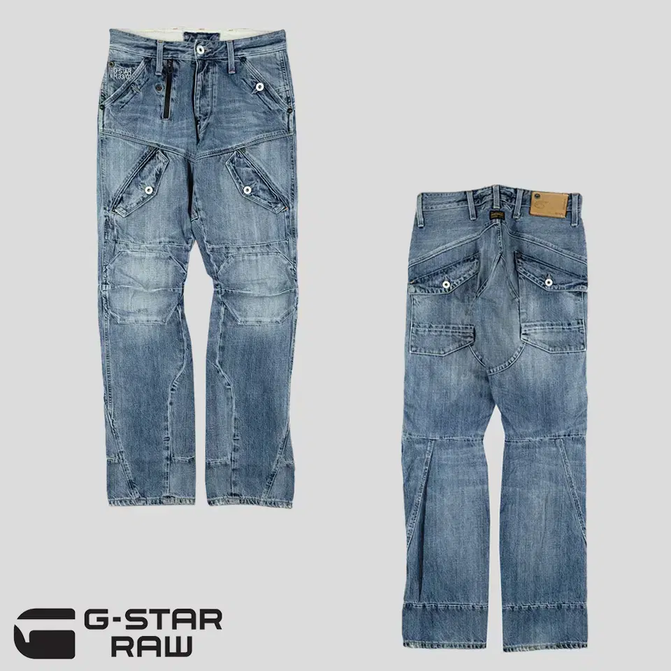 G-STAR RAW 지스타로우 GS5620 연청워싱 패치로고 레더탭 멀티