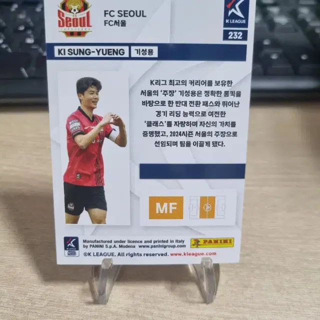 24파니니 케이리그 fc서울 기성용 엘리트 축구카드