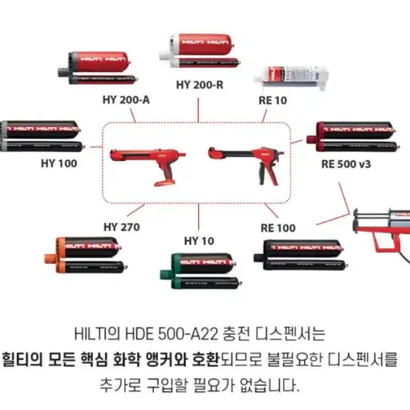 [HILTI]힐티충전케미칼앙카건.디스펜서.HDE500A22.케미컬앙카