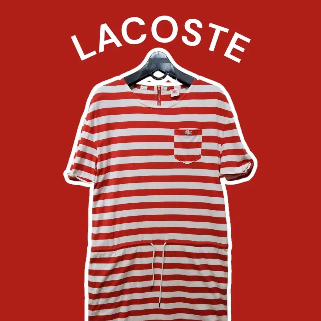 [M] LACOSTE 라코스테 라이브 단가라 반팔원피스 오렌지