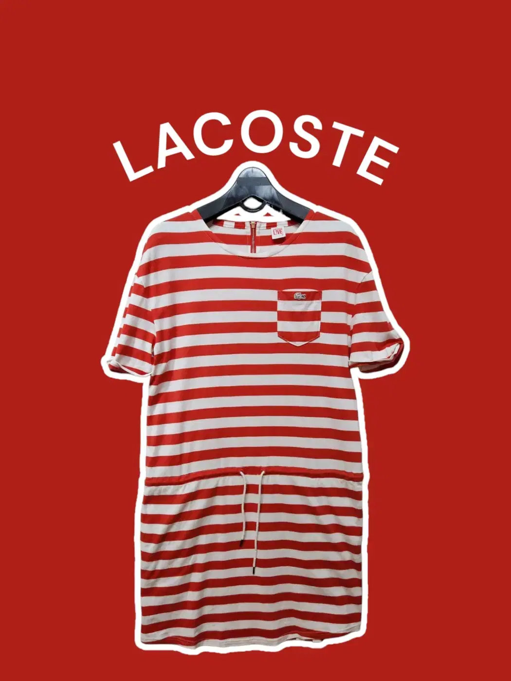 [M] LACOSTE 라코스테 라이브 단가라 반팔원피스 오렌지