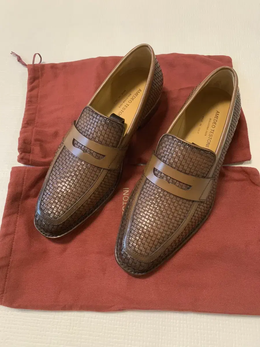 Artestoni Top of the Line Patina Brown Weave Penny Loafers Sells