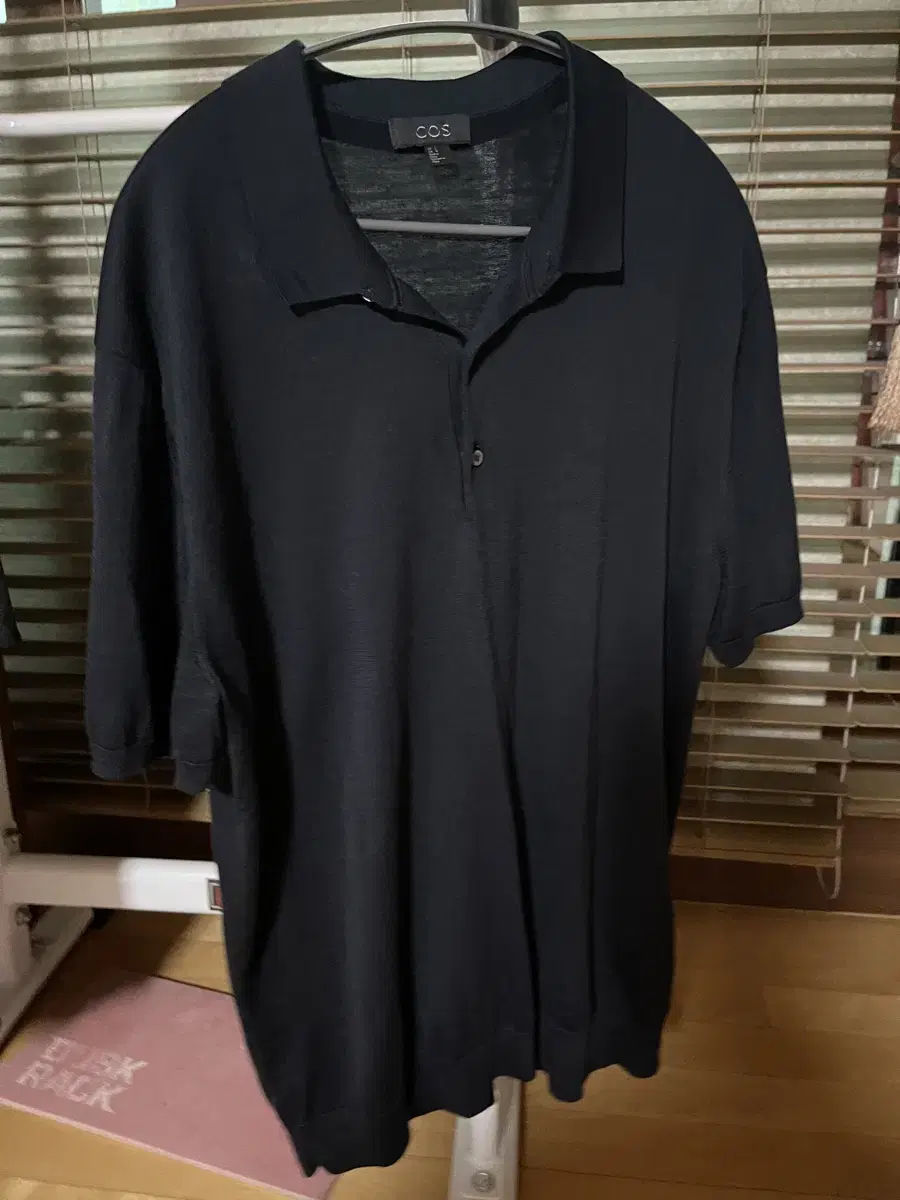 Cos Cos Silk Knitted Polo Shirt Dark Navy L