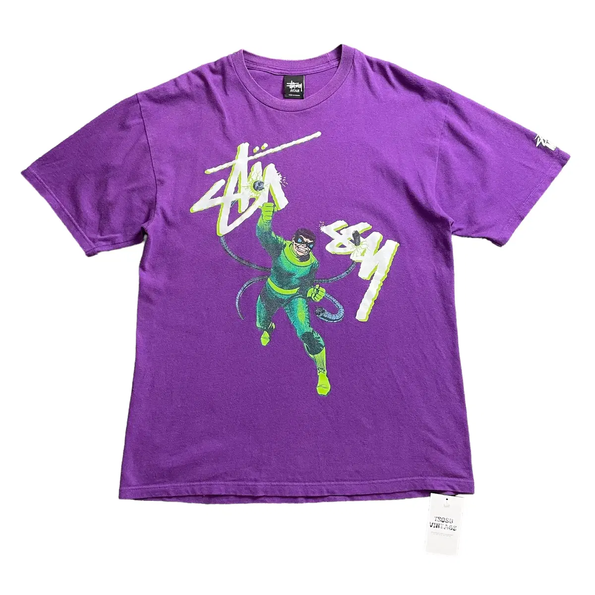 Stussy Marvel Collab Purple Printed Short Sleeve T-Shirt M