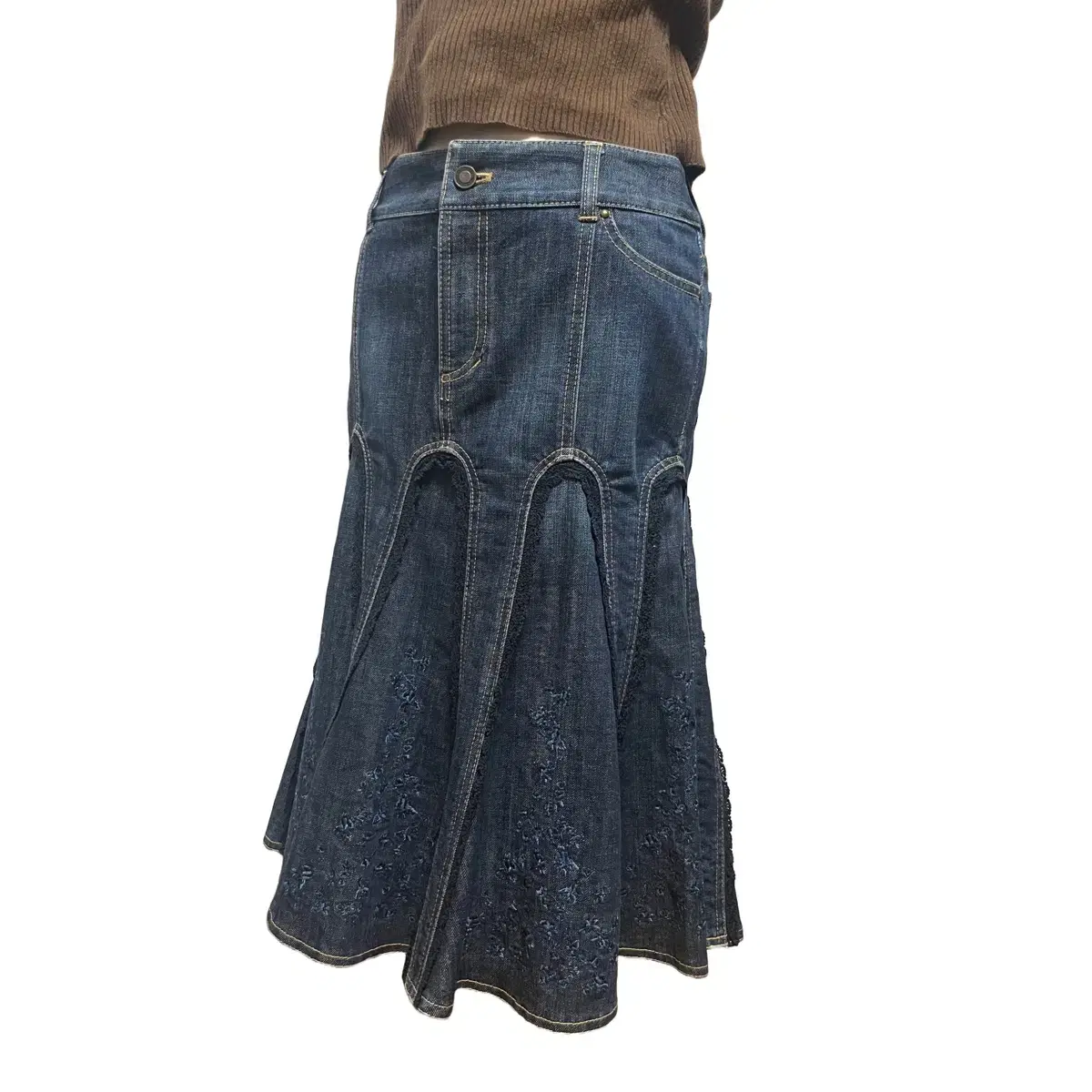 Vintage mermaid denim skirt