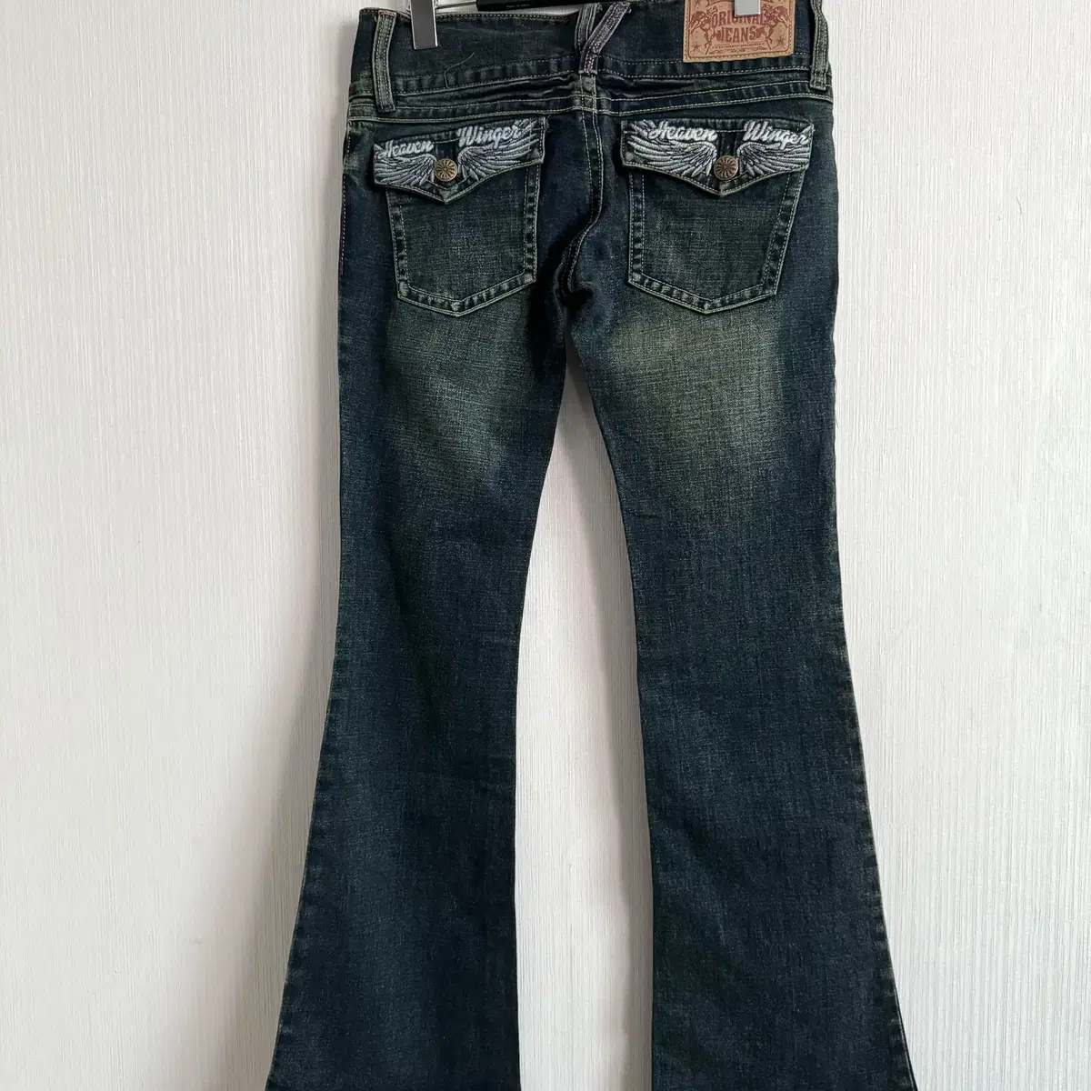 Back wing point denim boots cut pants