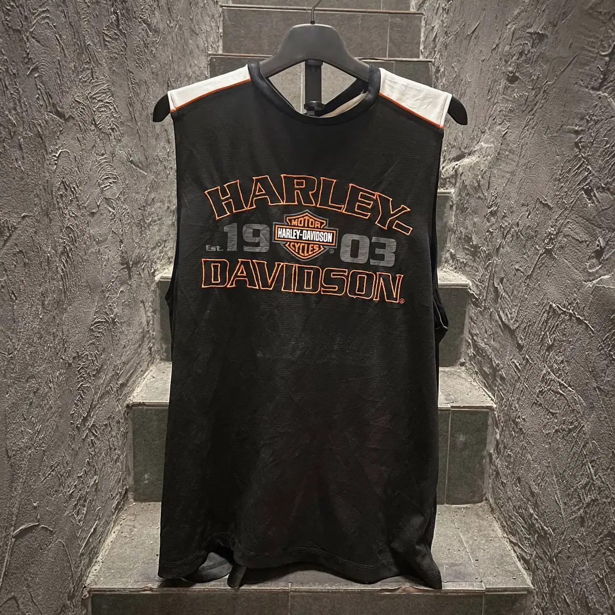 Harley Davidson Big Logo Embroidered Street Basketball Jersey Nash