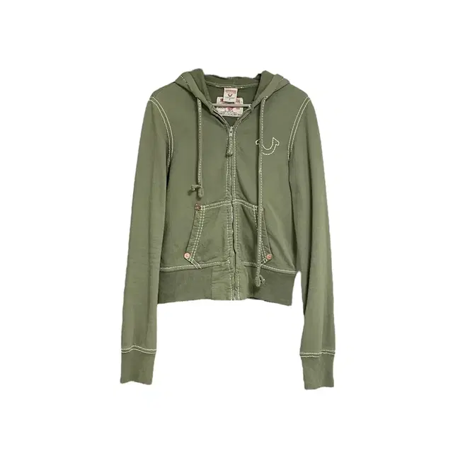 True religion green stitch hood zip up