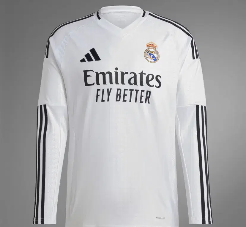 Adidas Real Madrid 24/25 Long Sleeve Home Shirt {Adidas Ball Home Genuine New}