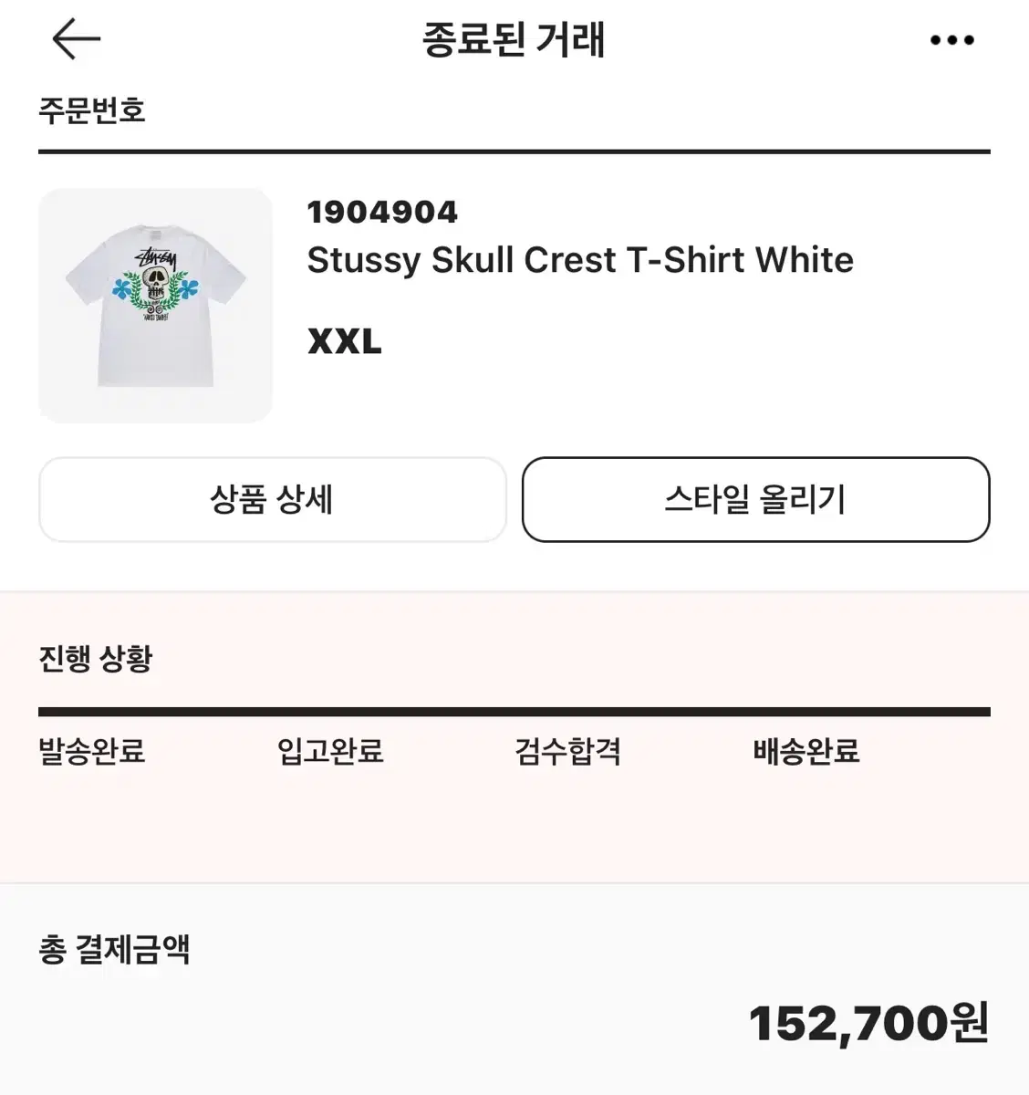 스투시 스컬 크래스트 XXL