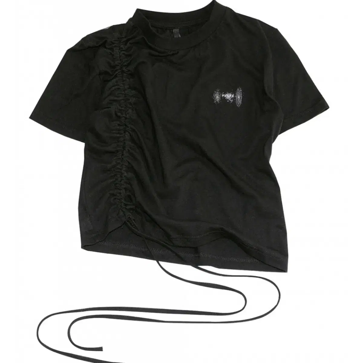 Flared-up Chiffon Shirred T-shirt Black