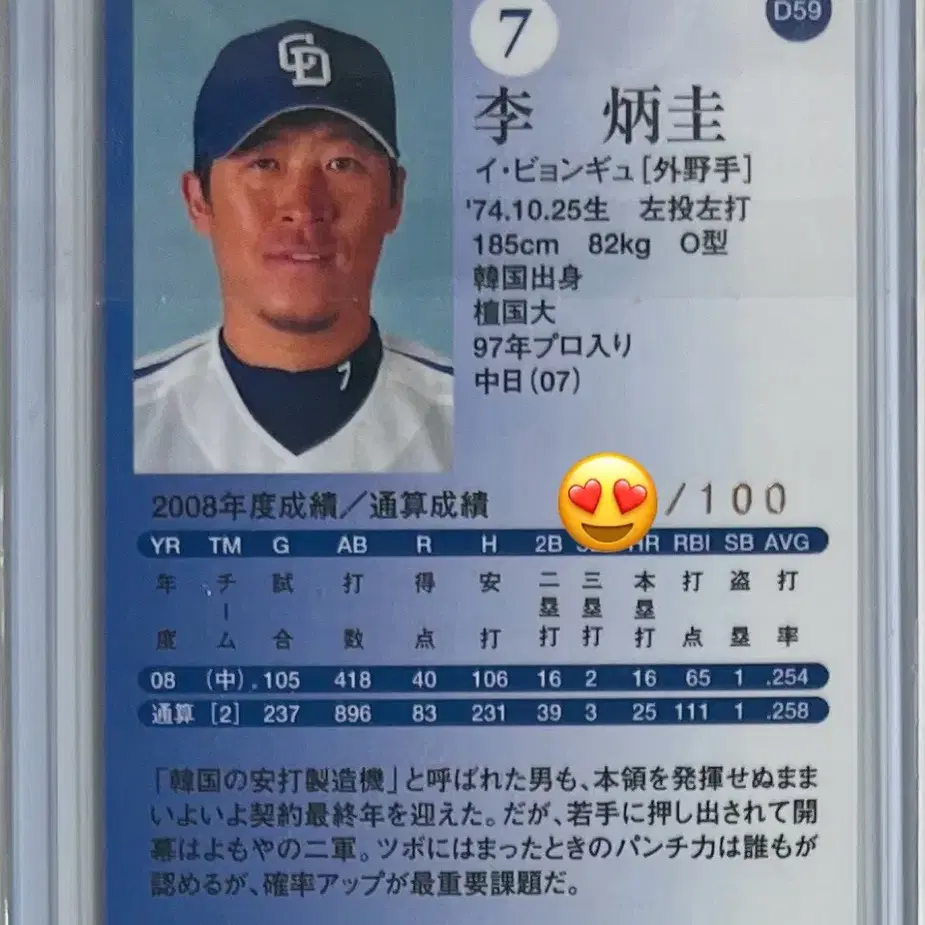 이병규 2009 BBM CHUNICHI DRAGONS /100