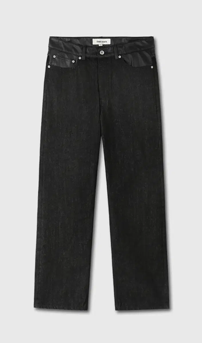 [M(30)] Tony Weck Leather Paneled Denim Black Jean