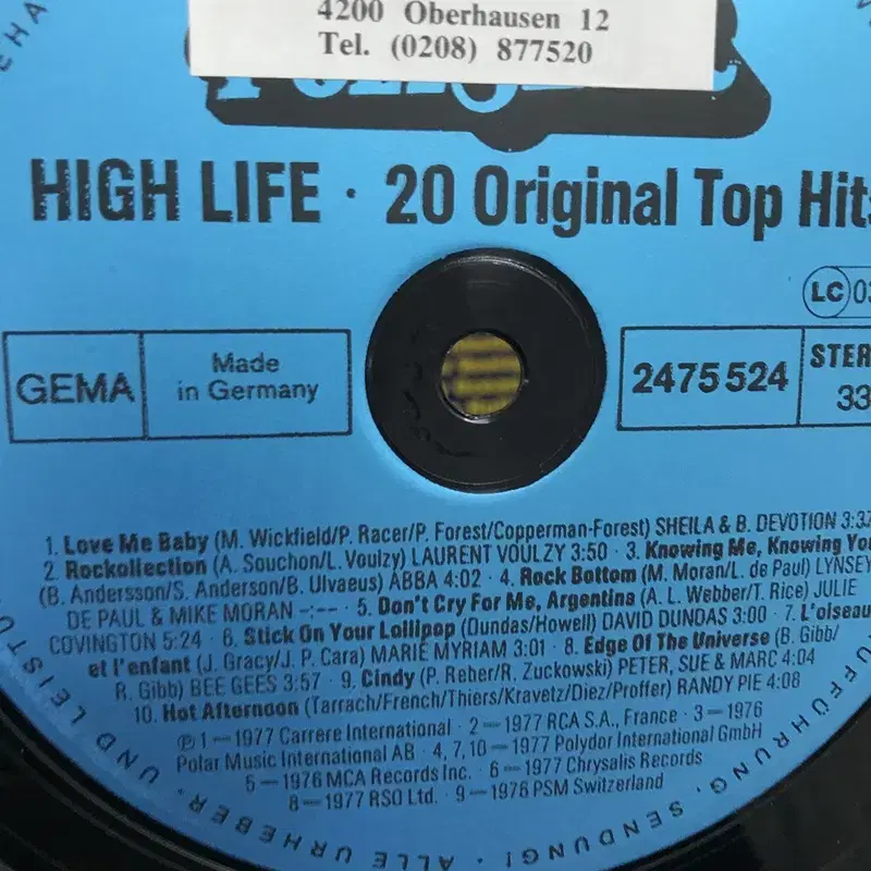 HIGH LIFE 20 ORIGINAL TOP LP / AA2453