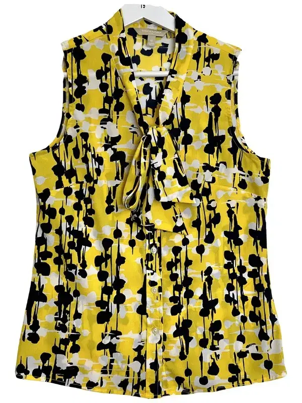 Flower Pattern Sleeveless Blouse S Yellow A91/4-0702-019