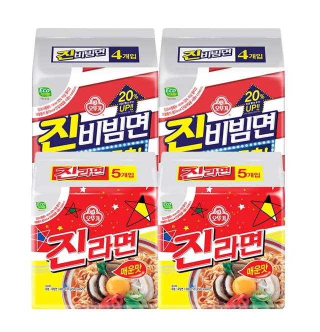 무료배송-오뚜기 진라면 매운맛 10개 + 진비빔면 8개