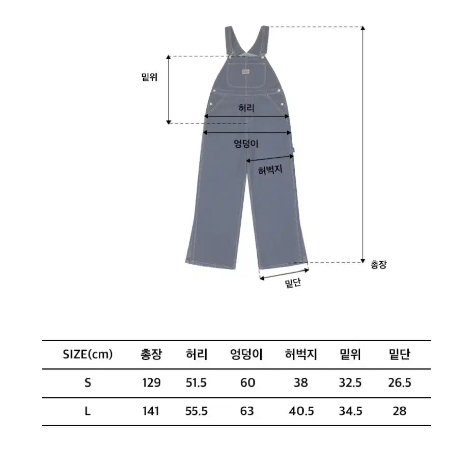 랭글러 세미오버 데님 오버롤_인디고다크