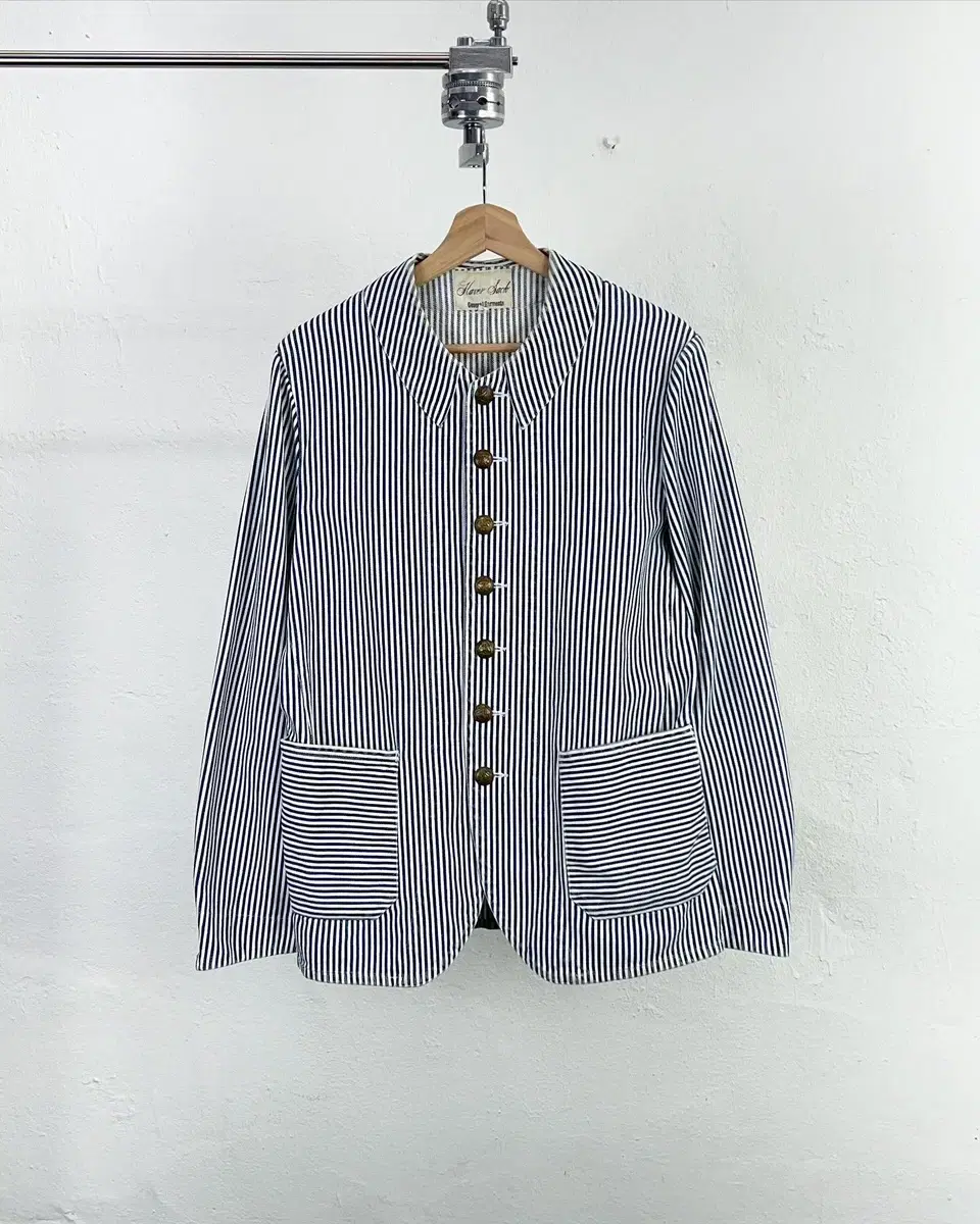 Harbor Blue bloo Striped Sailing Button Pocket Blazer