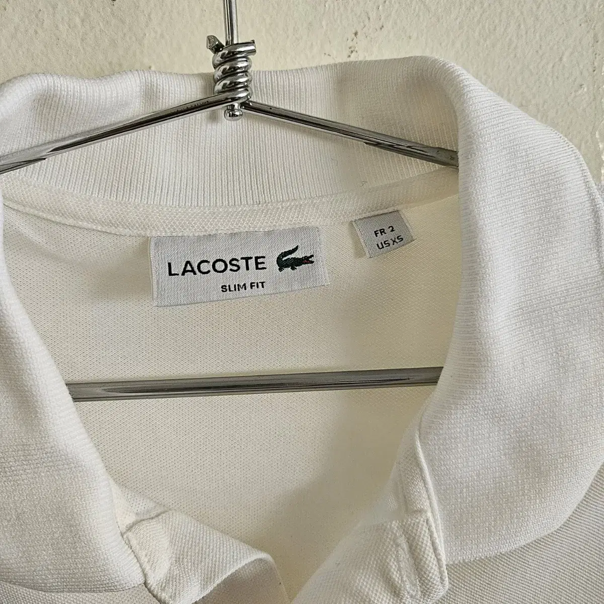 라코스테 lacoste 화이트 카라 반팔 티셔츠