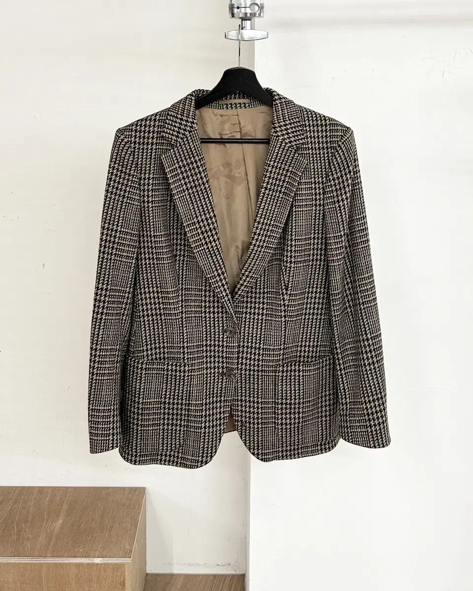 Burberry Prosum Brown Jacquard Pattern 2B Blazer Jacket