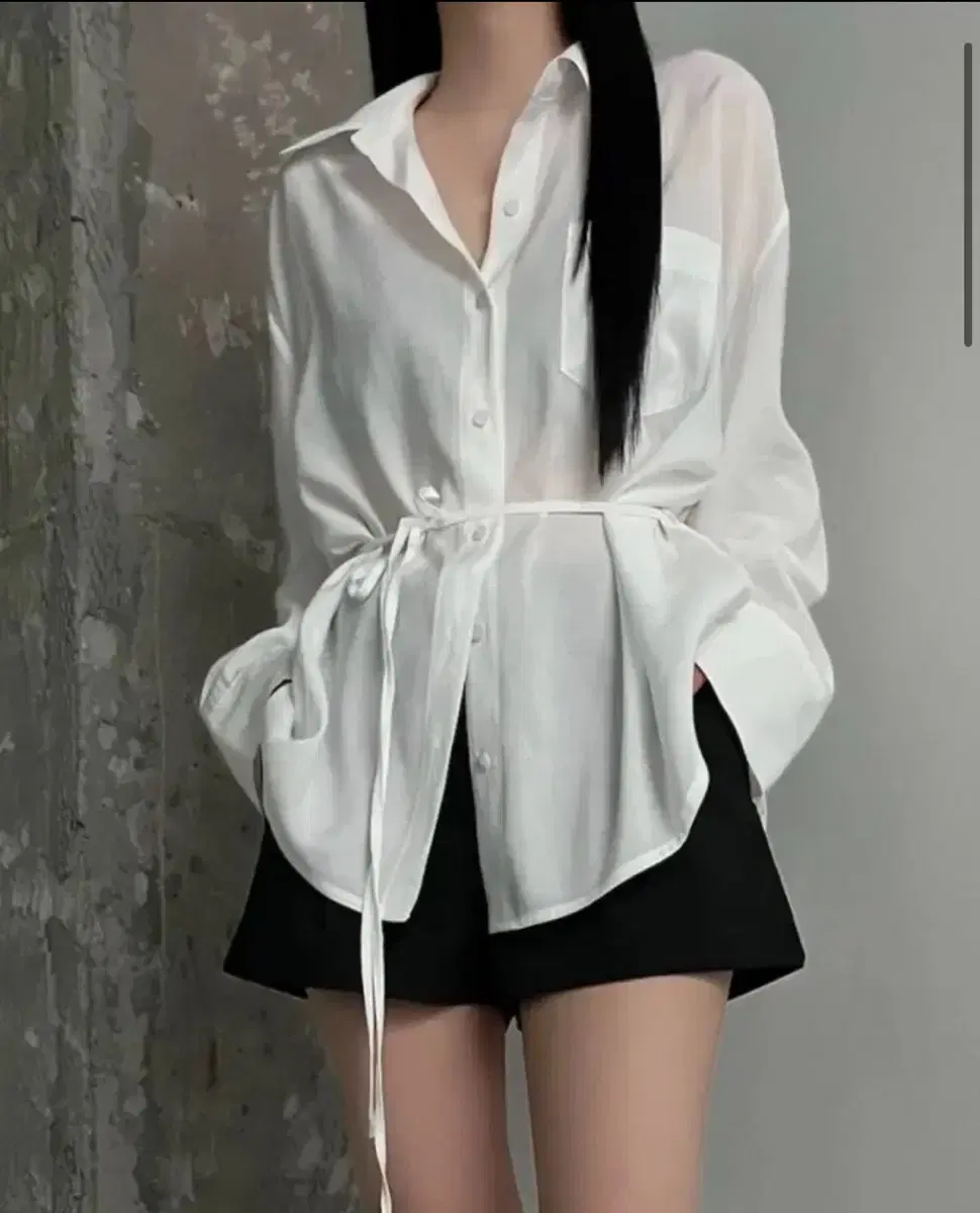 이네기 posh strap blouse shirt 스트랩 셔츠