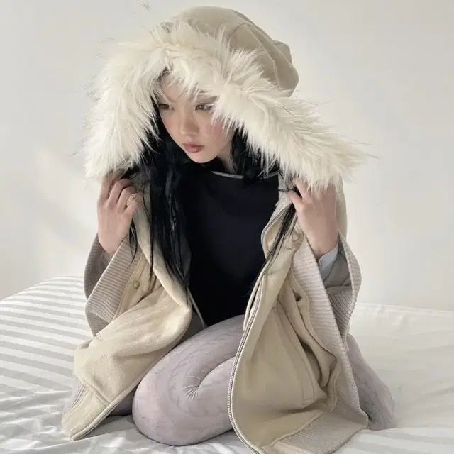 샵페어리 ear hood fur cape