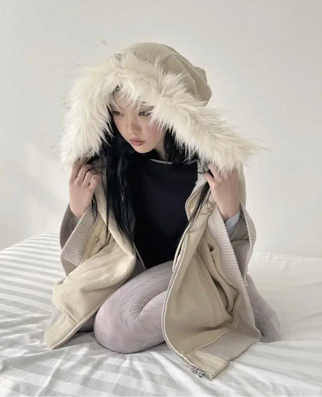 샵페어리 ear hood fur cape