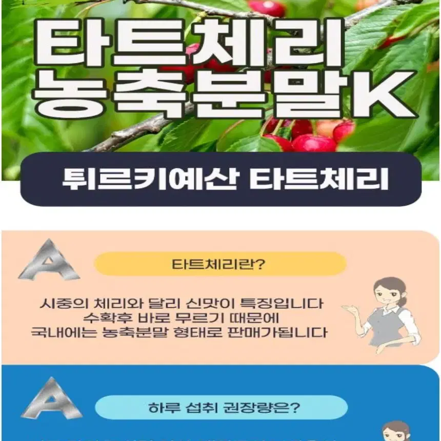 타트체리 농축분말 300g 튀르키예산 국내기업제조 안심 가루