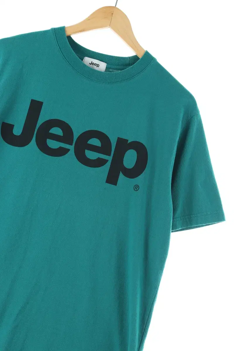 (L) Jeep Short Sleeve T-Shirt Green Big Logo Old School - DAAE