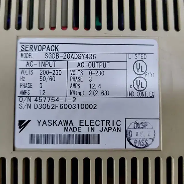 YASKAWA SGDB-20ADSY436 SERVOPACK 야스카와 서보