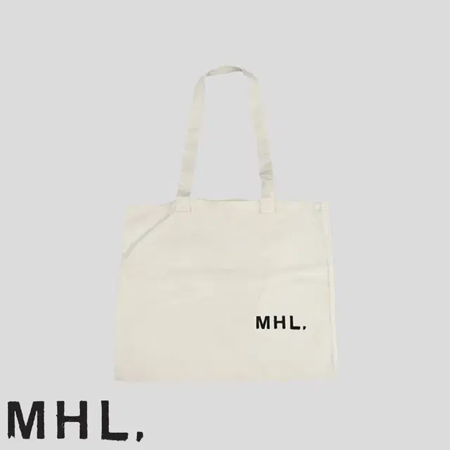 MHL 마가렛호웰 화이트 블랙 빅로고프린팅 라이트 코튼 투웨이 토트백 숄