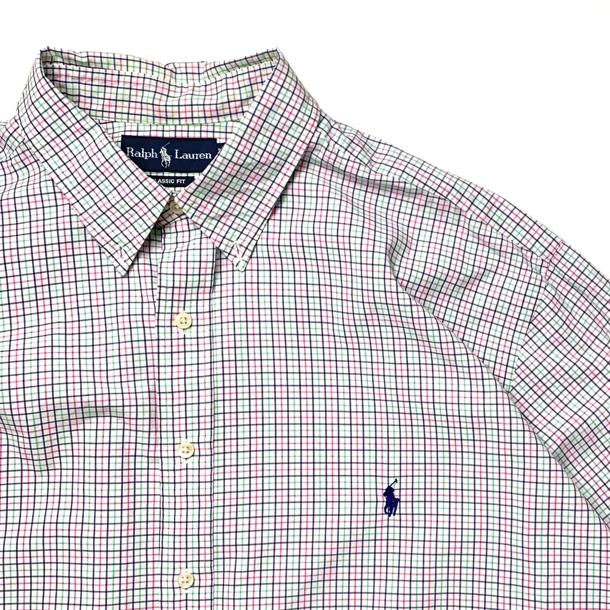 [4XL]Polo Blue Pony Tri-color Line Check Shirt CK7653