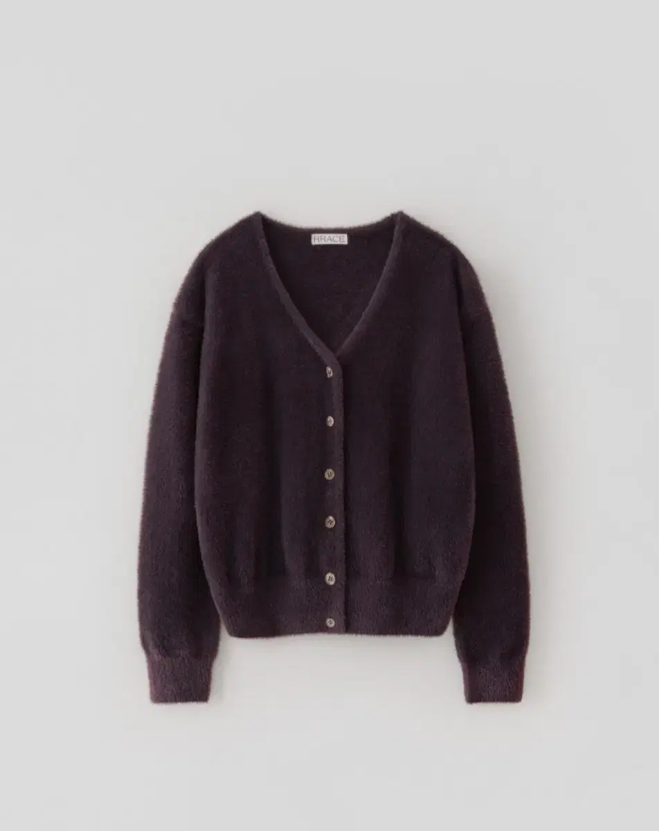 rrace 레이스 Shaggy V Neck Cardigan_Wine