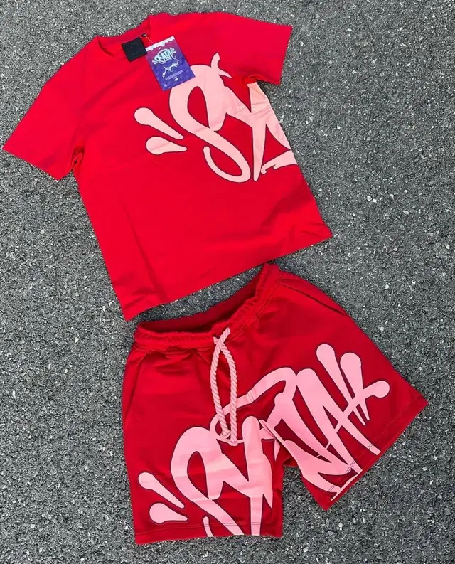 Syna world red shorts set 시나월드 레드 반팔 세트