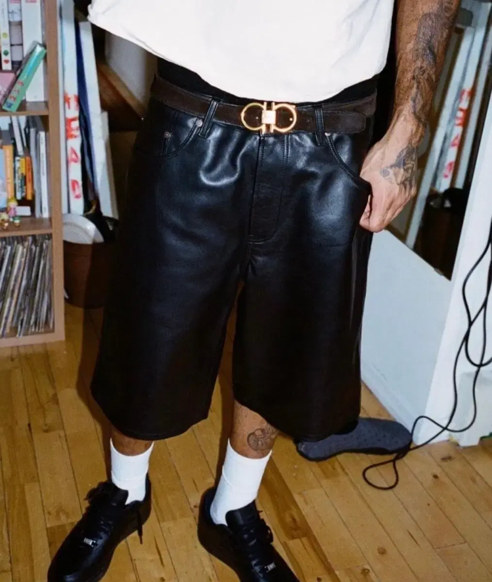 Supreme Leather Exhaust Shorts 32