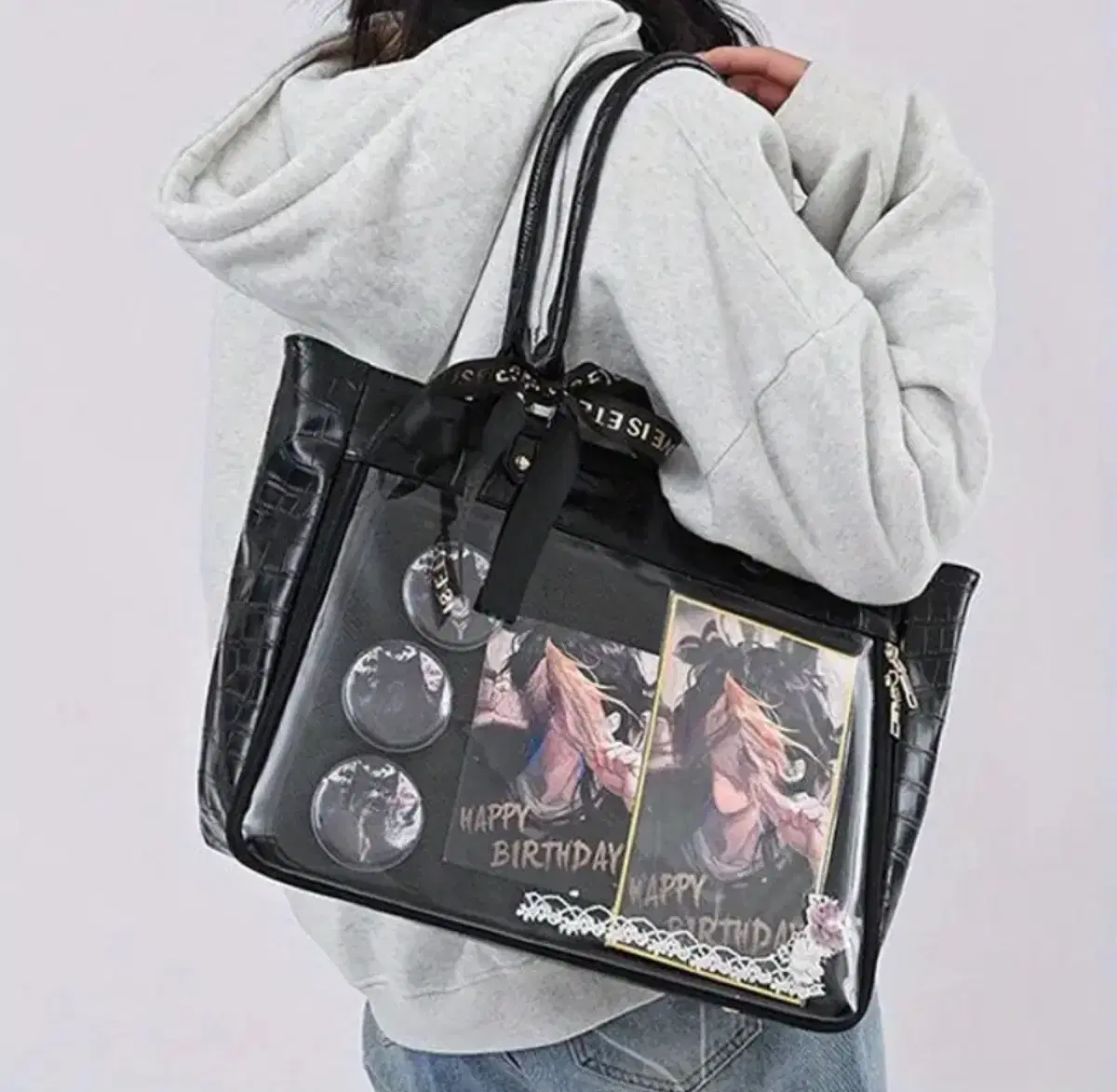 Otaku Transparent Itabag Shoulder Bag Black Spot