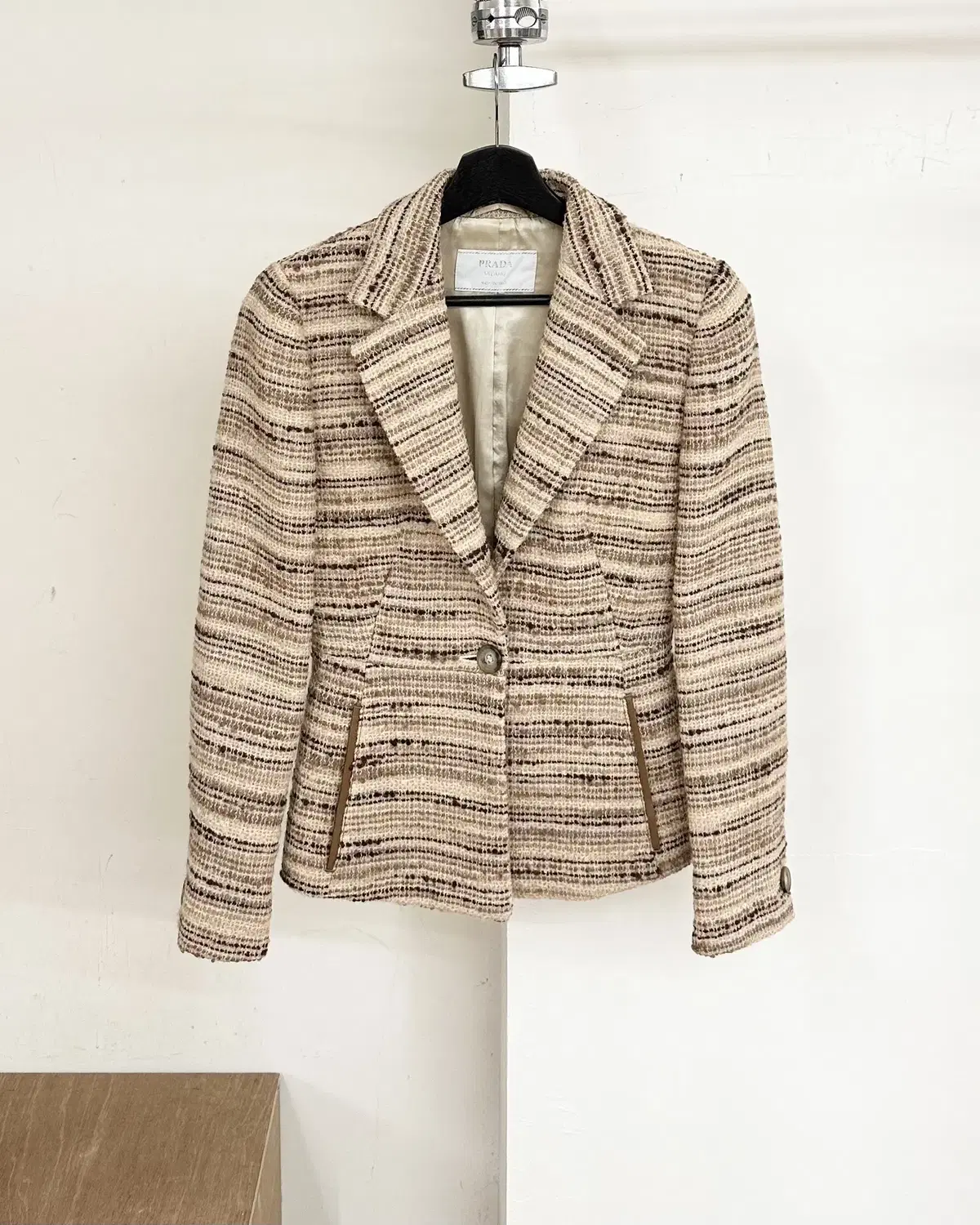 Prada Brown Patterned Mohair 1B Blazer Jacket