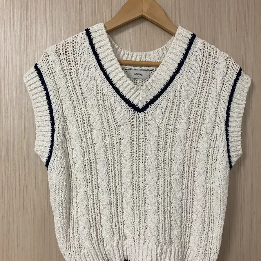 어몽 니트 베스트 a v neck cable knit vest