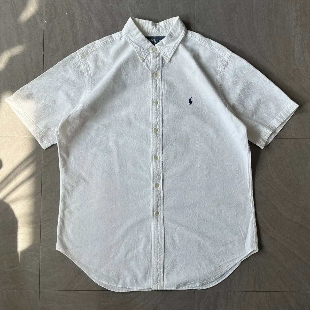 Polo Genuine White Classic Logo Seersucker Short Sleeve Shirt