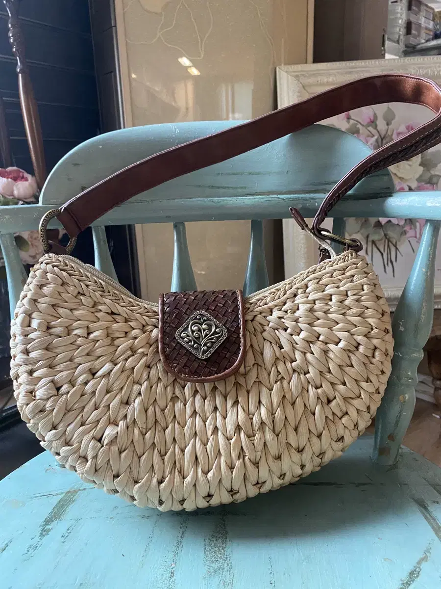 Vintage rattan raffia bag 4