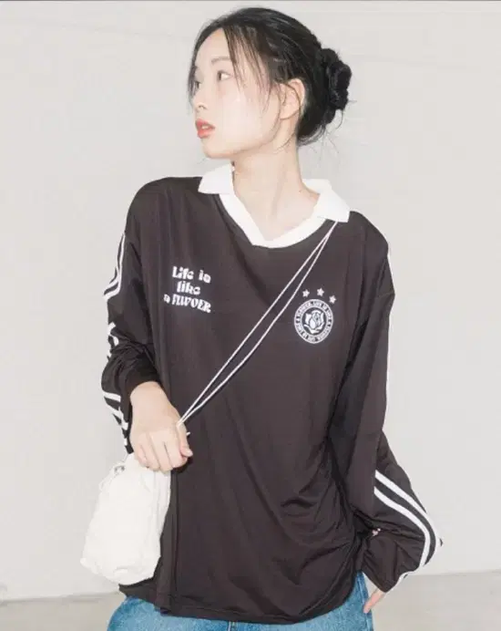 헤비즘 긴팔 UNIFORM V-NECK JERSEY L/S TEE 브라운